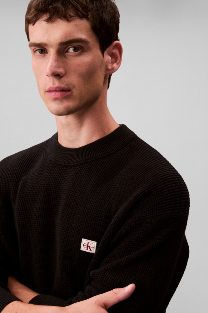 Calvin Klein zwarte heren sweater | Close up