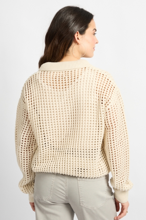 C&S The Label beige dames trui | Model achteraanzicht