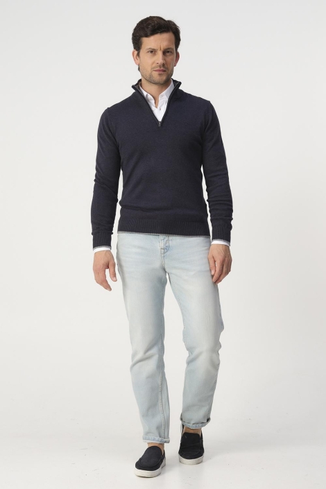 Campbell blauwe heren trui | Model