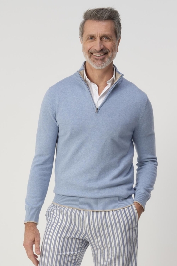Campbell Trui PULLOVER HALF ZIP SYDNEY 103449 3108 LIGHT BLUE MELANGE