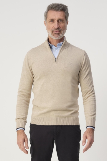 Campbell Trui PULLOVER HALF ZIP SYDNEY 103449 8108 BEIGE MELANGE