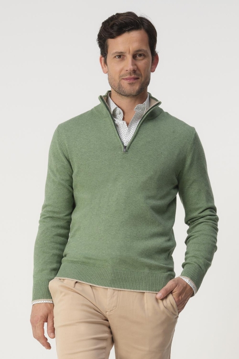 Campbell groene dames trui | Model vooraanzicht