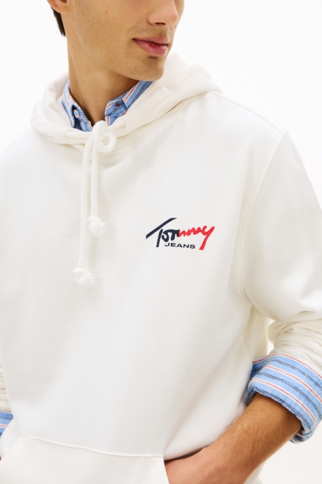 Tommy Jeans witte heren sweater | Close up