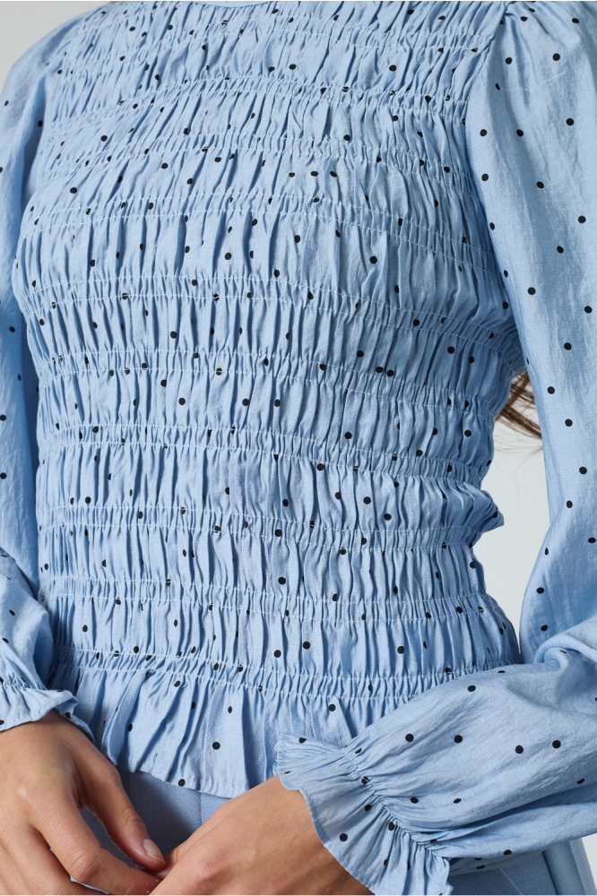 SisterS point blauwe dames blouse | Close up