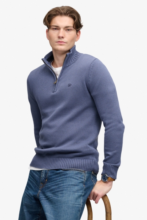 Superdry blauwe heren trui | Model vooraanzicht