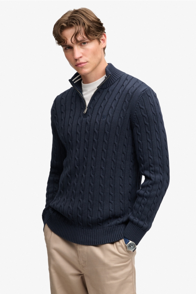 Superdry blauwe heren trui | Model vooraanzicht
