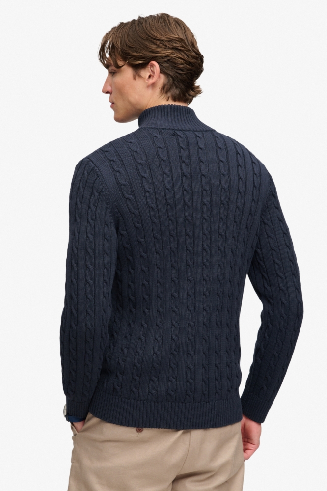 Superdry blauwe heren trui | Model achteraanzicht