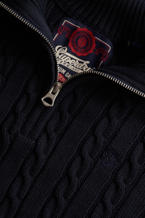 Superdry blauwe heren trui | Close up
