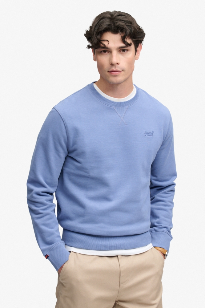 Superdry blauwe heren sweater | Model vooraanzicht