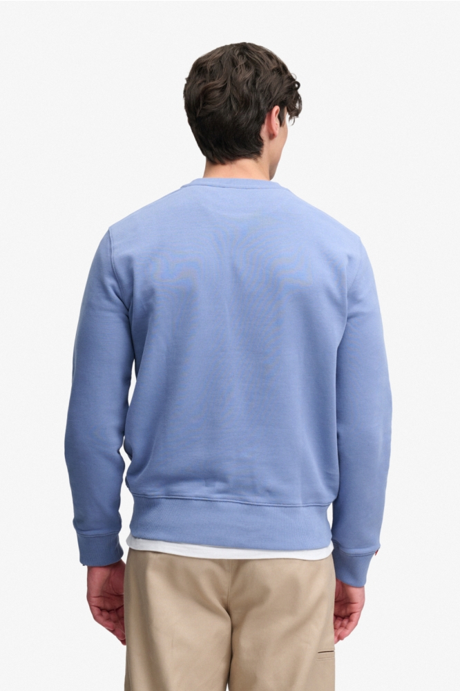 Superdry blauwe heren sweater | Model achteraanzicht