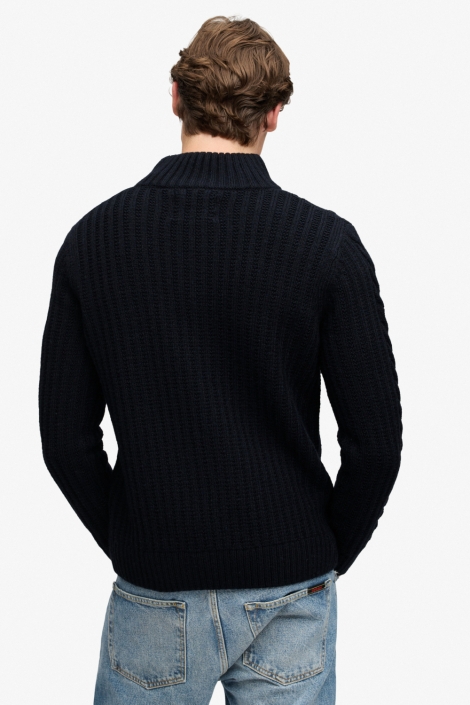 Superdry blauwe heren trui | Model achteraanzicht