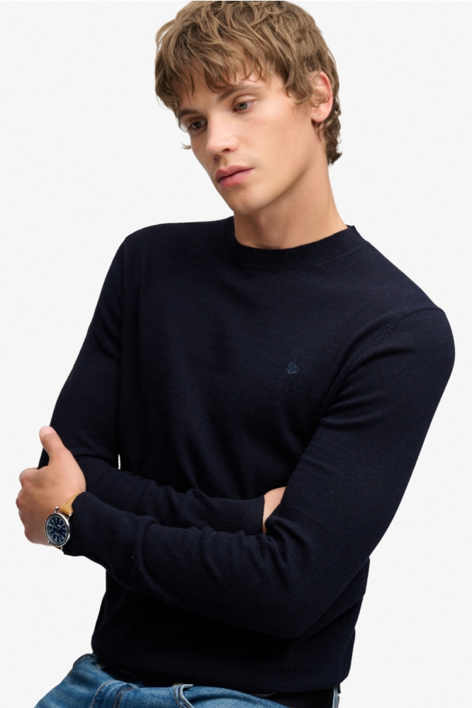 Superdry blauwe heren trui | Model vooraanzicht