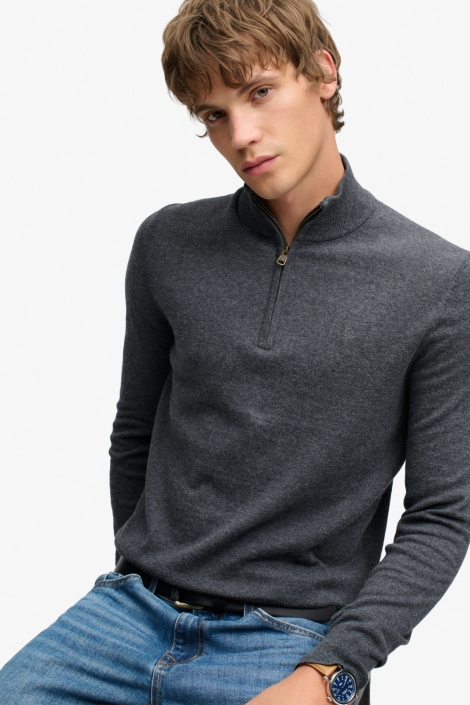 Superdry grijze heren trui | Model vooraanzicht