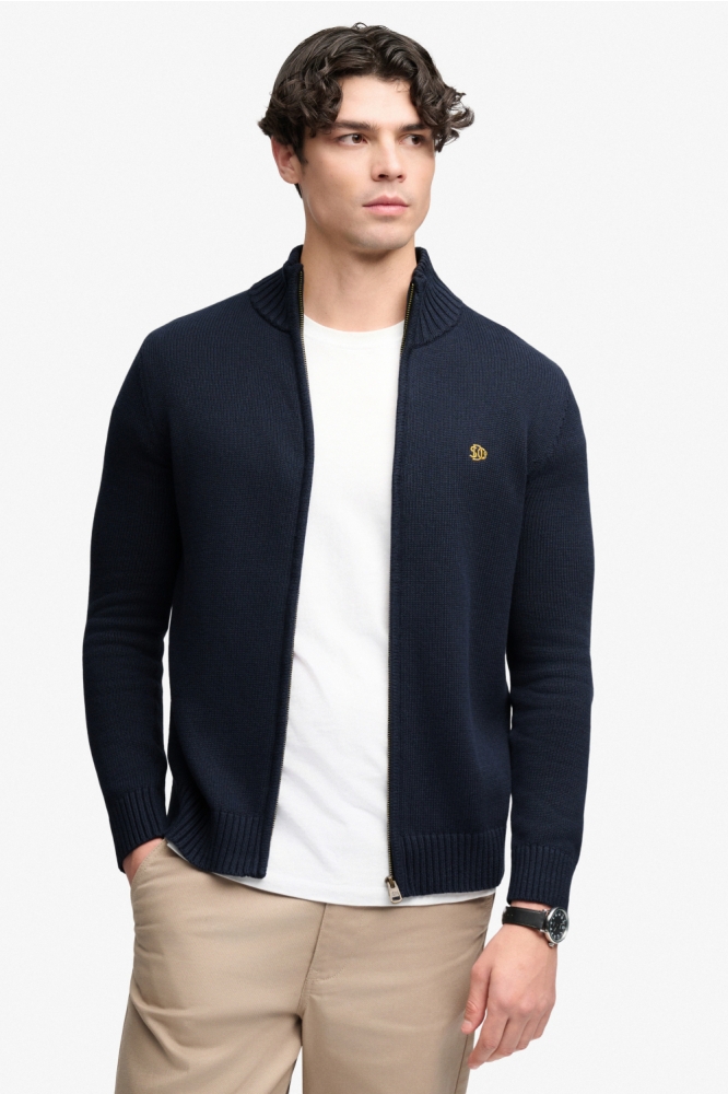 Superdry blauwe heren vest | Model vooraanzicht