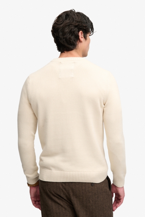 Superdry beige heren trui | Model achteraanzicht