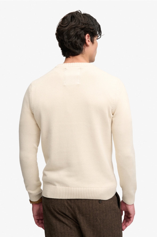 Superdry beige heren trui | Model achteraanzicht