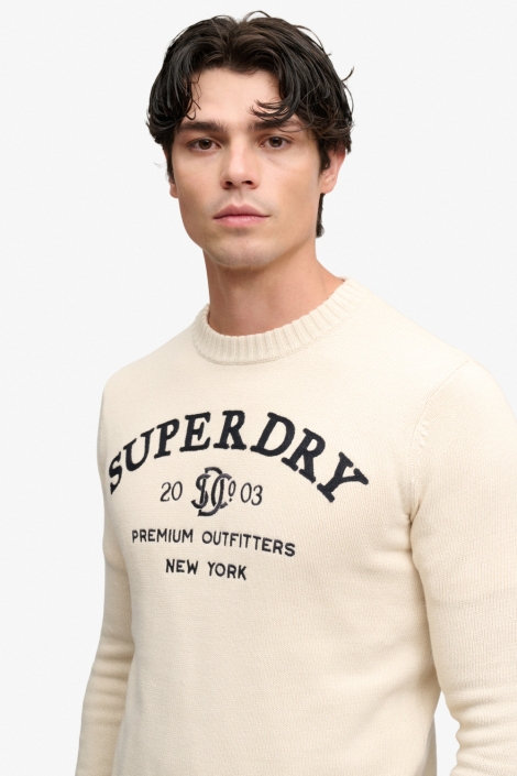 Superdry beige heren trui | Close up