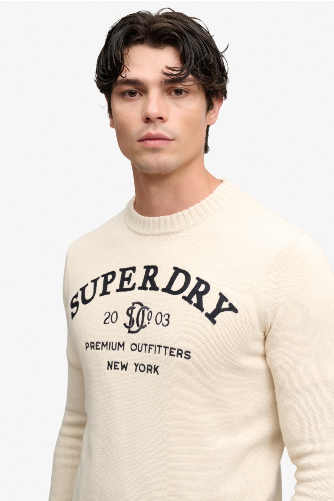 Superdry beige heren trui | Close up