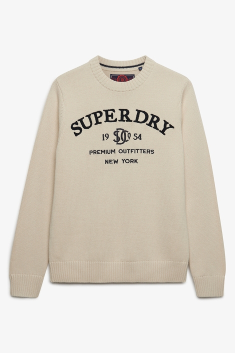 Superdry beige heren trui | Vooraanzicht