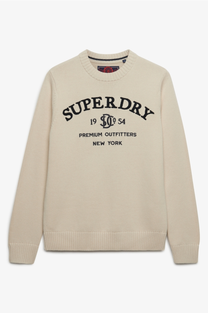 Superdry beige heren trui | Vooraanzicht