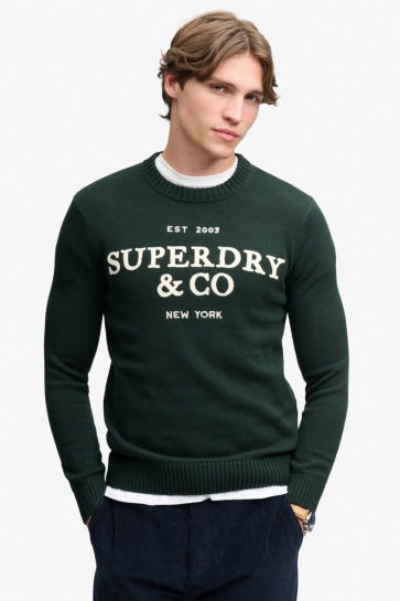 Superdry applique graphic jumper Groen