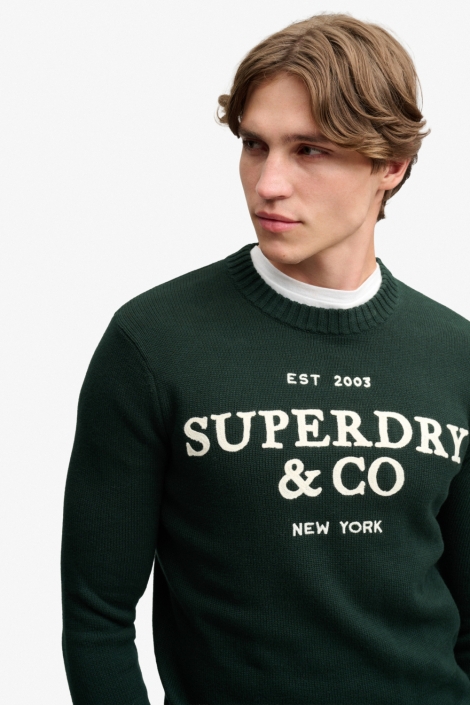Superdry groene heren trui | Close up