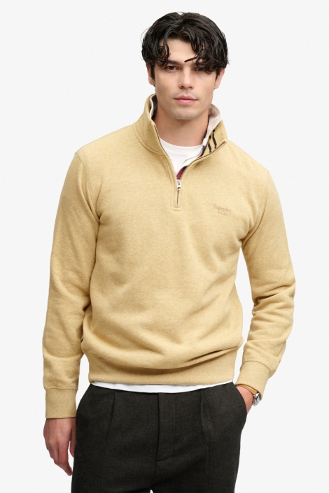 Superdry zand heren sweater | Model vooraanzicht