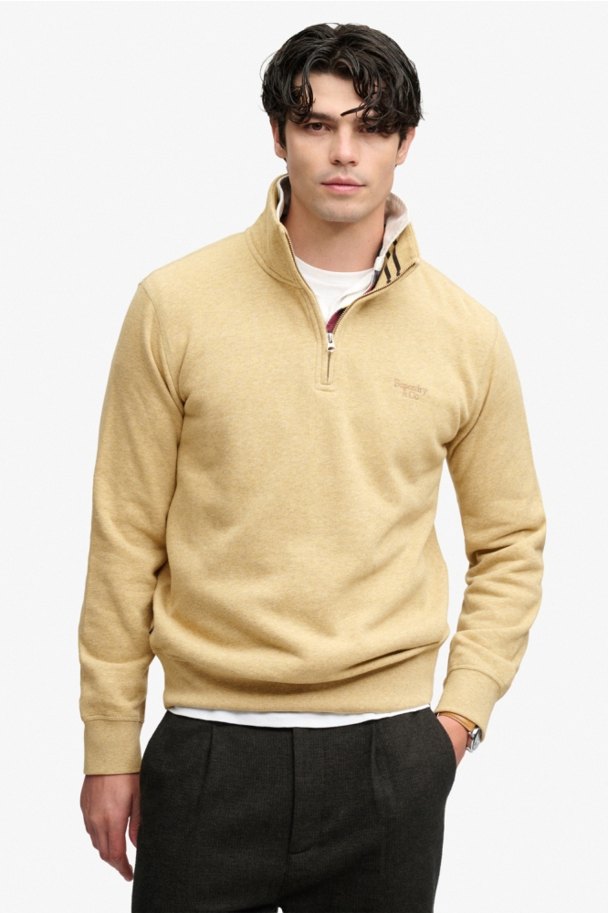 Superdry zand heren sweater | Model vooraanzicht