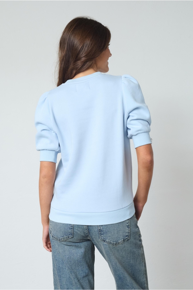 SisterS point blauwe dames sweater | Model achteraanzicht
