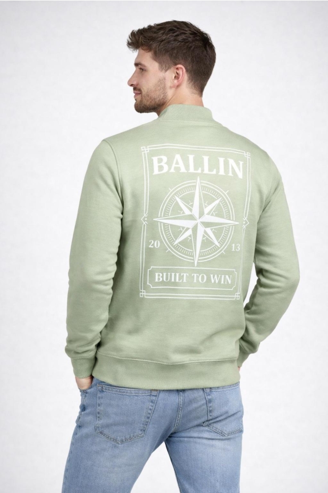Ballin groene heren sweater | Model achteraanzicht