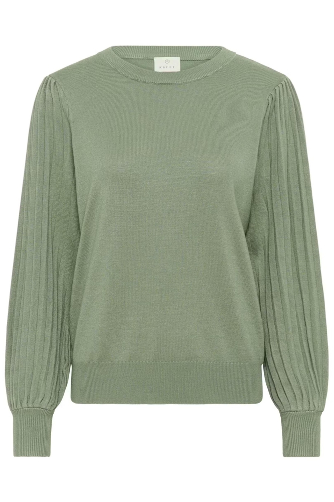 Kaffe groene dames trui | Vooraanzicht