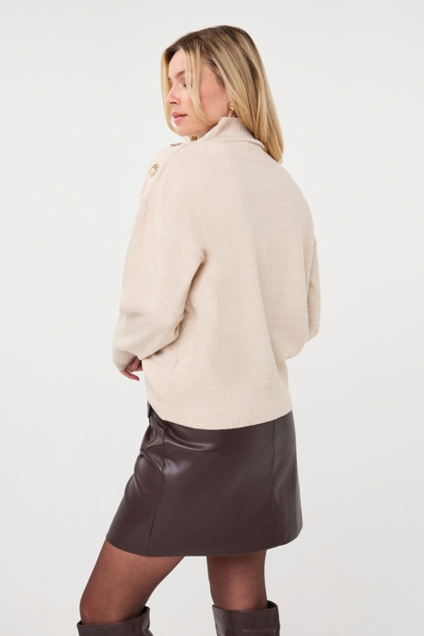 EsQualo beige dames trui | Model achteraanzicht