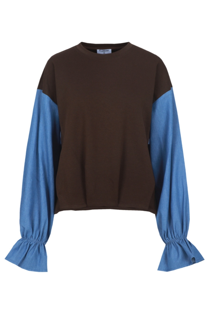 Fluresk bruine dames sweater | Vooraanzicht