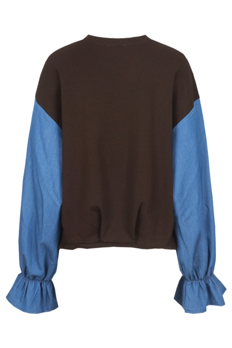 Fluresk bruine dames sweater | Achteraanzicht