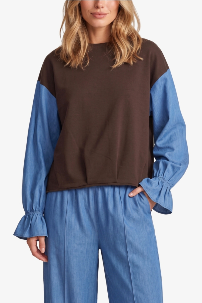 Fluresk bruine dames sweater | Close up