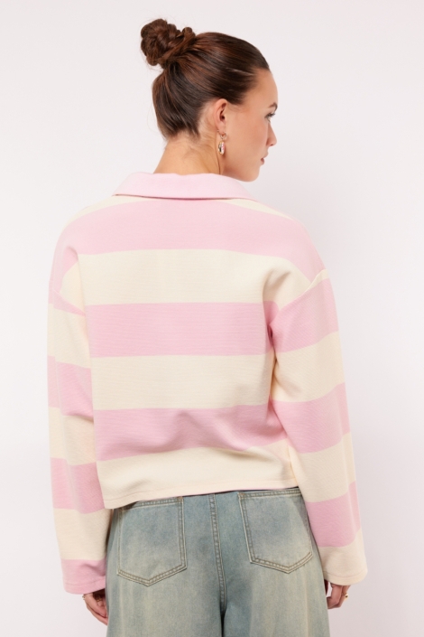 Fluresk roze dames sweater | Model achteraanzicht