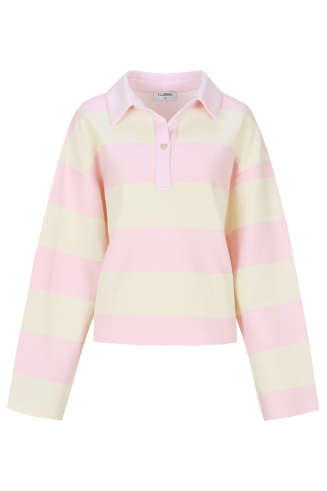 Fluresk roze dames sweater | Vooraanzicht