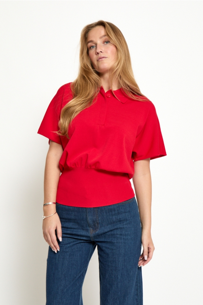 Peppercorn rode dames trui | Model vooraanzicht