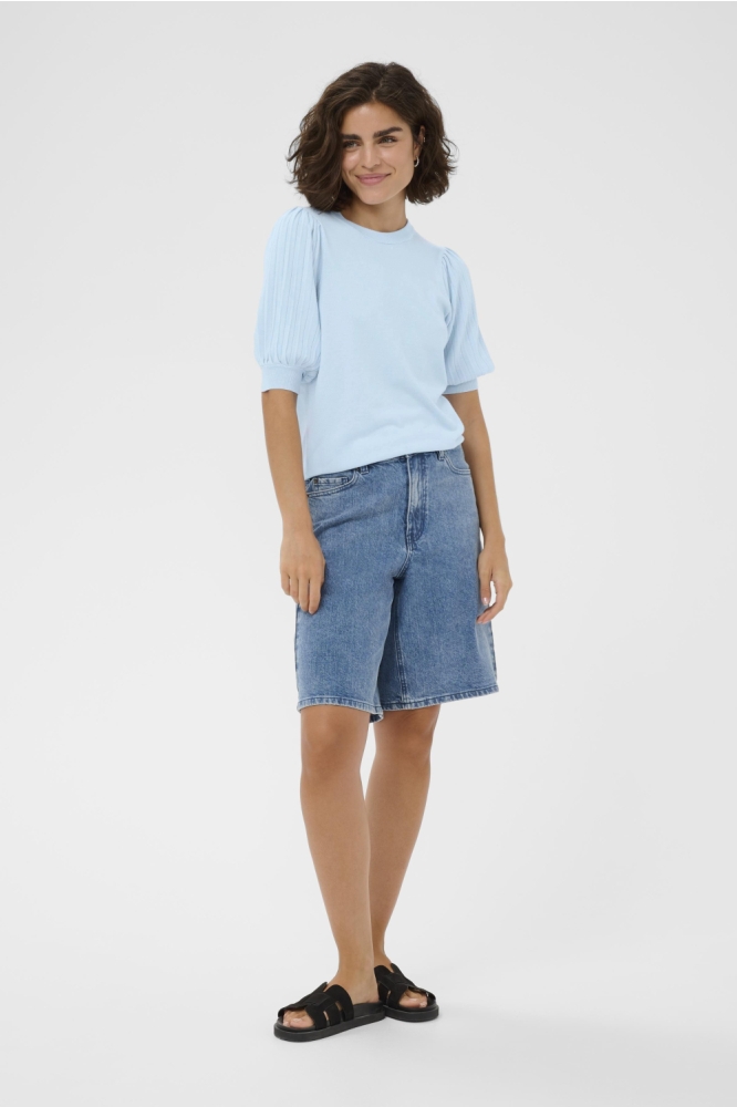 Kaffe blauwe dames trui | Model