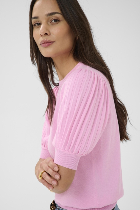 Kaffe roze dames t-shirt | Model zijaanzicht