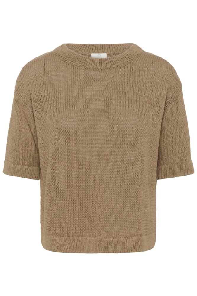 Kaffe taupe dames t-shirt | Vooraanzicht