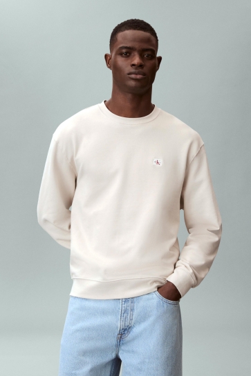 Calvin Klein sweater LS EU 350 TERRY BADGE LV04RC273G 2JX OATMEAL