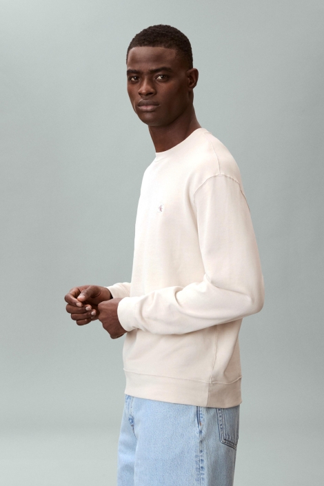 Calvin Klein beige heren sweater | Model zijaanzicht