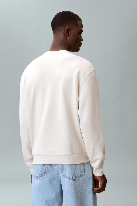 Calvin Klein beige heren sweater | Model achteraanzicht