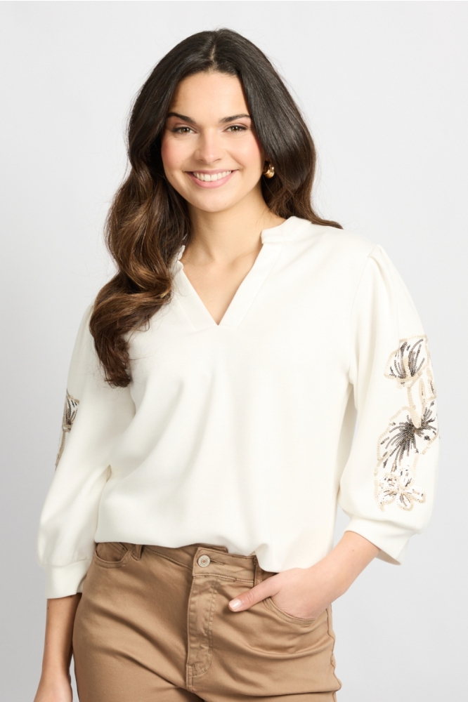 C&S The Label witte dames sweater | Model vooraanzicht