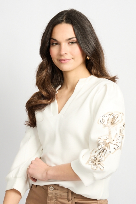 C&S The Label witte dames sweater | Model vooraanzicht