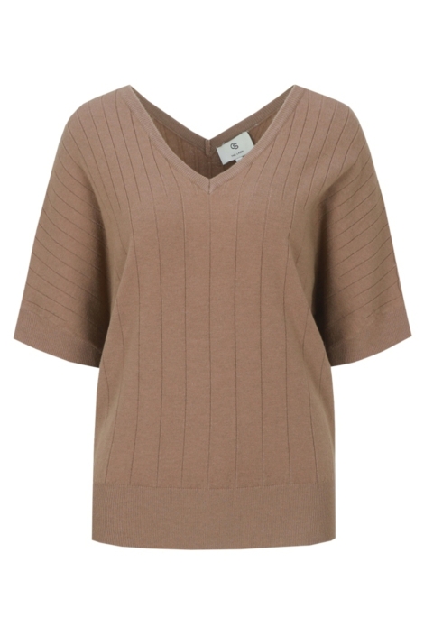 C&S The Label taupe dames trui | Vooraanzicht