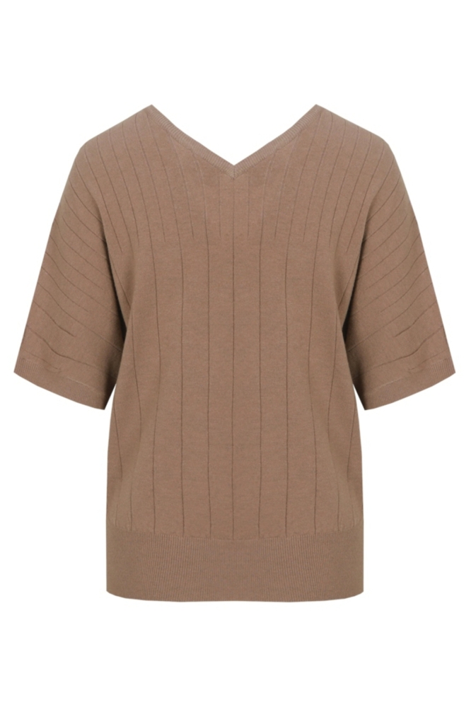 C&S The Label taupe dames trui | Achteraanzicht