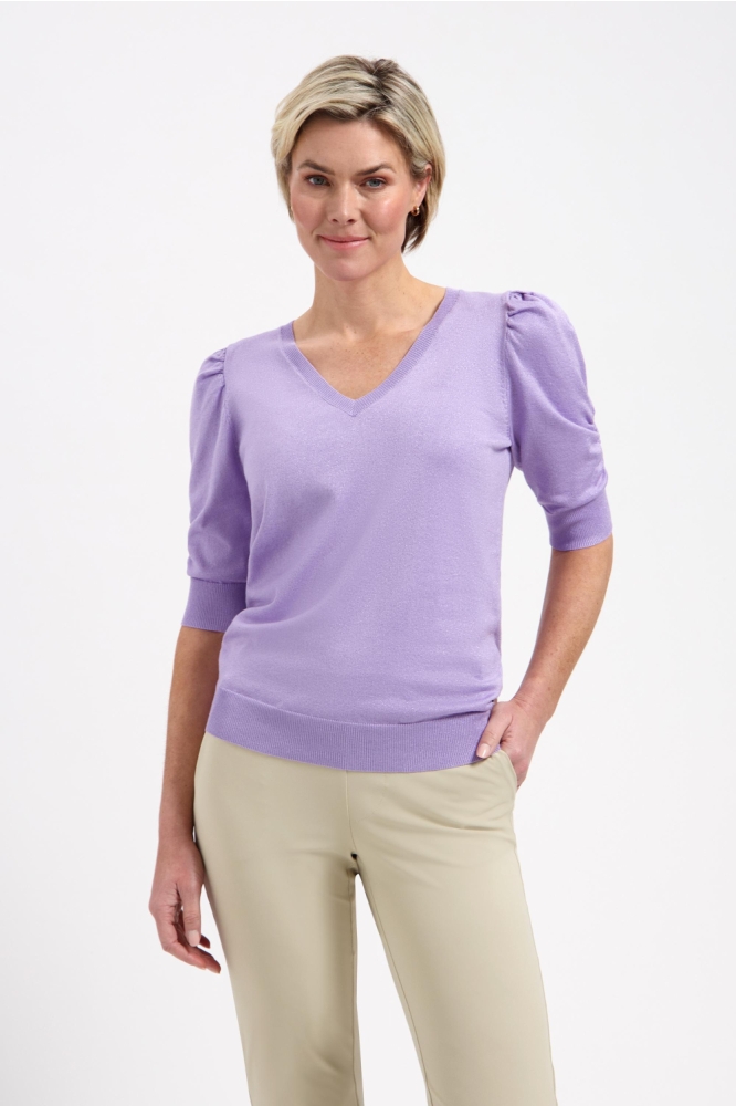 Lady Day paarse dames trui | Model vooraanzicht