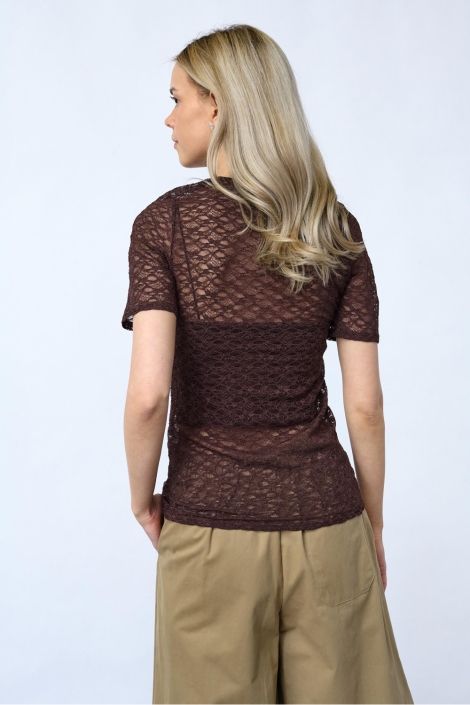 SisterS point bruine dames t-shirt | Model achteraanzicht